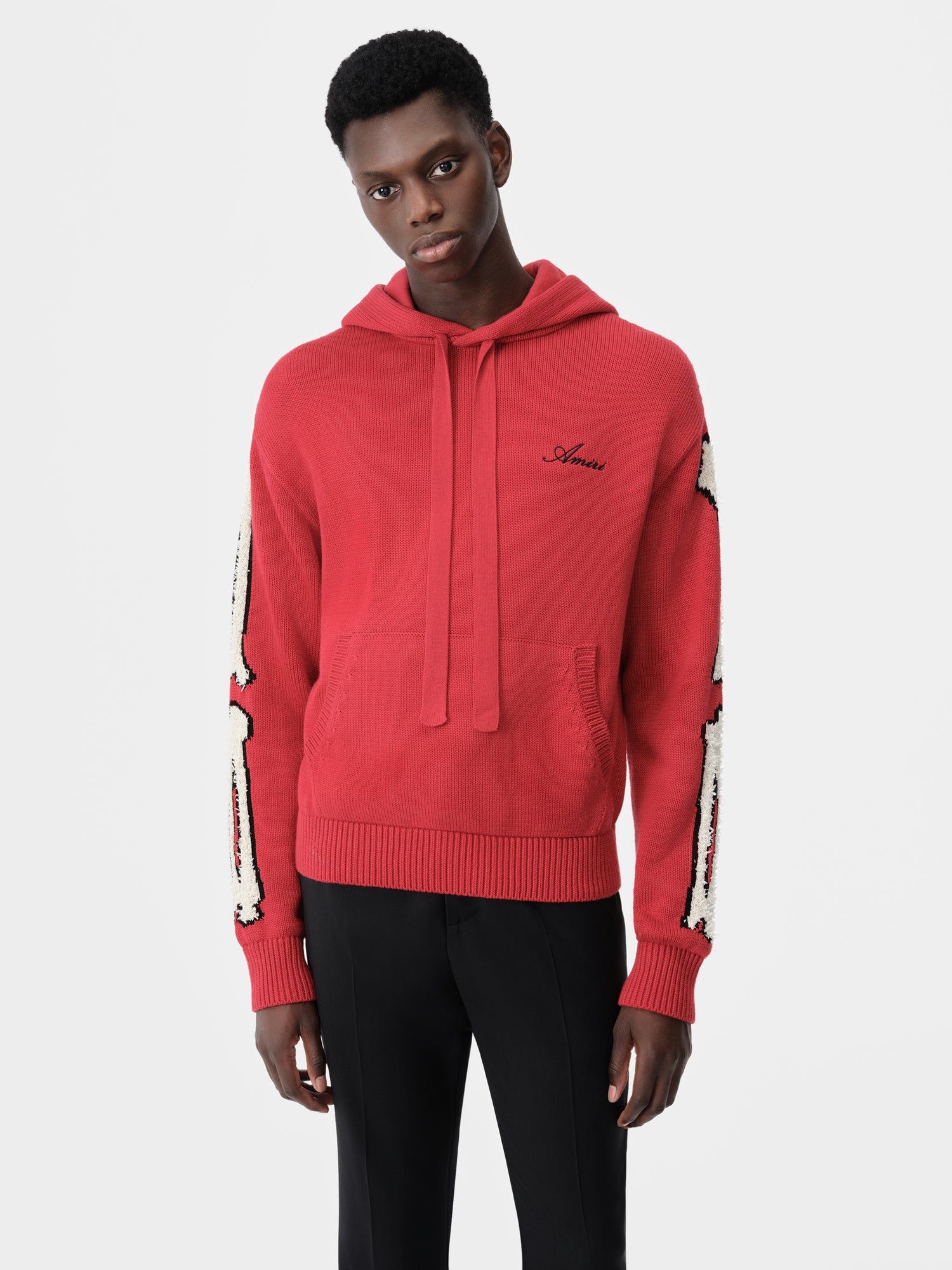 Knitwear Amiri Bones Hoodie Homme Rouge | BMXN57183