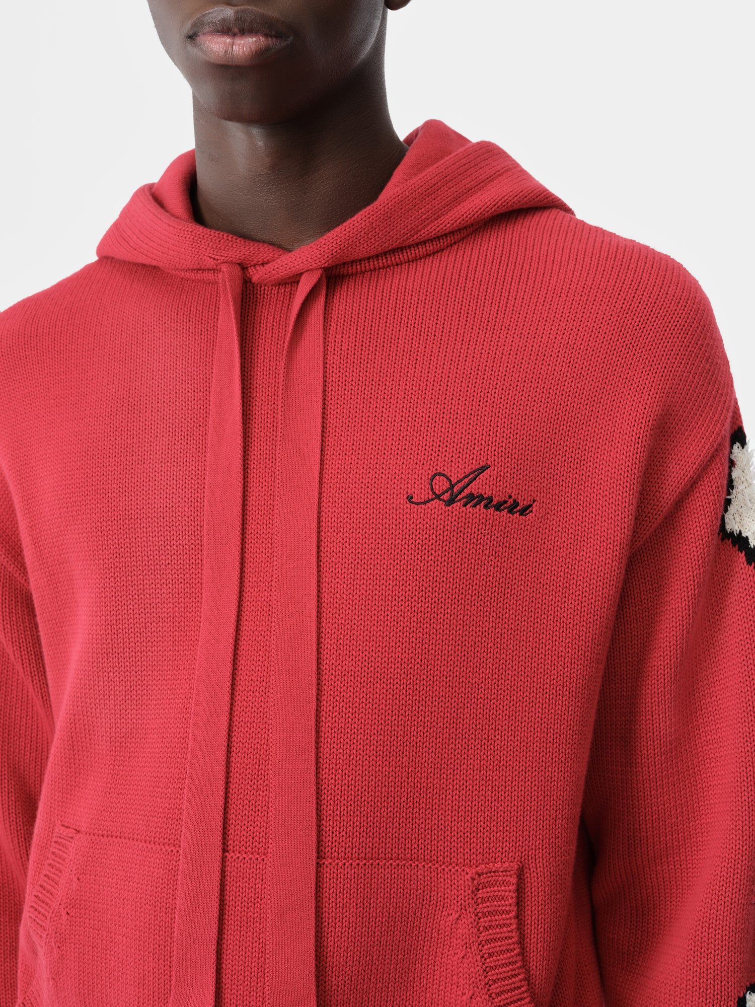 Knitwear Amiri Bones Hoodie Homme Rouge | BMXN57183