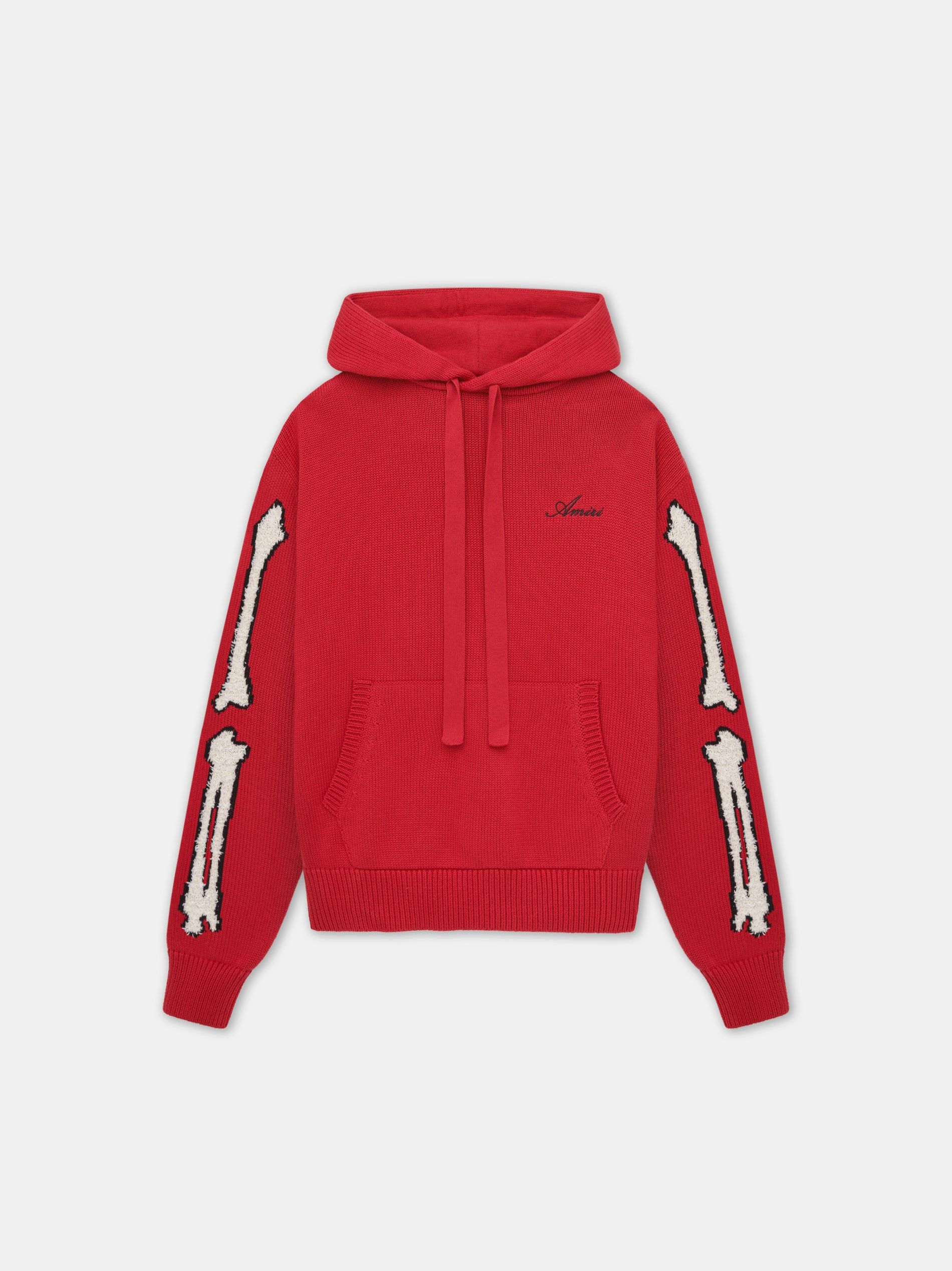 Knitwear Amiri Bones Hoodie Homme Rouge | BMXN57183
