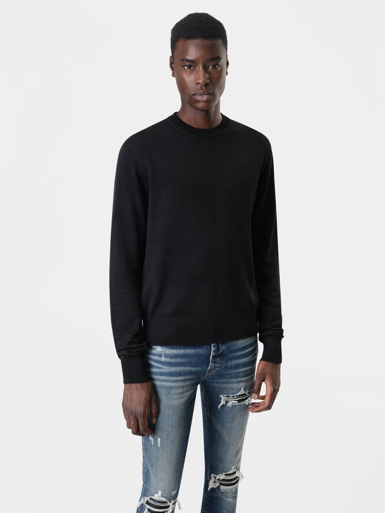 Knitwear Amiri Long Sleeve Crew-black Homme Noir | KJME73024