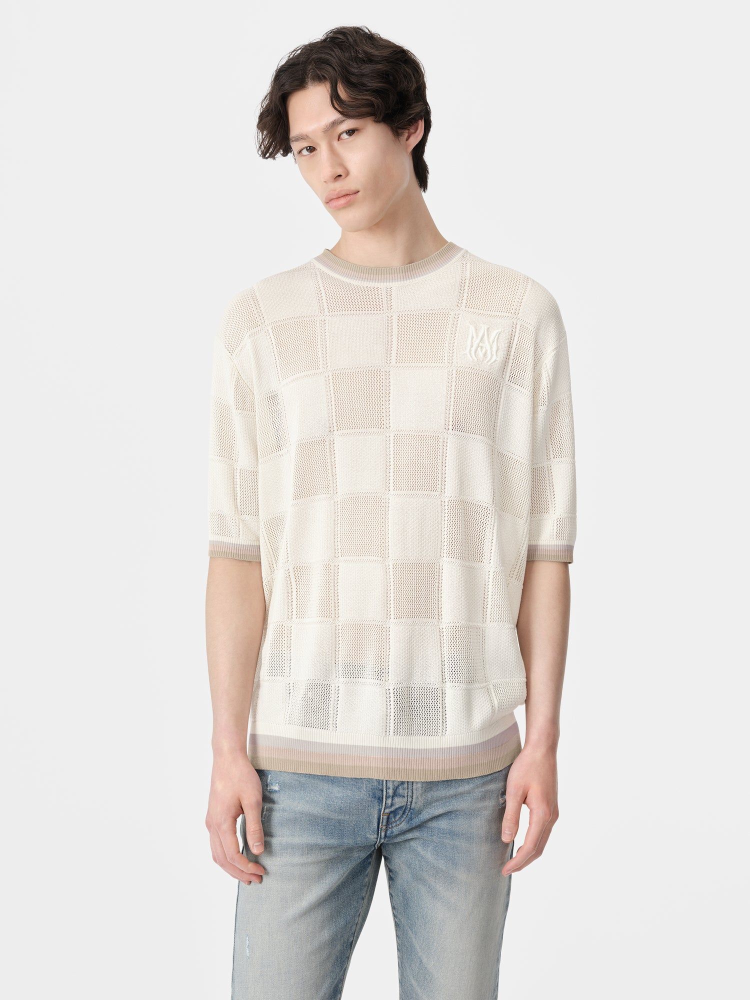 Knitwear Amiri Ma Checkered Tee Homme Birch | FUBX34910