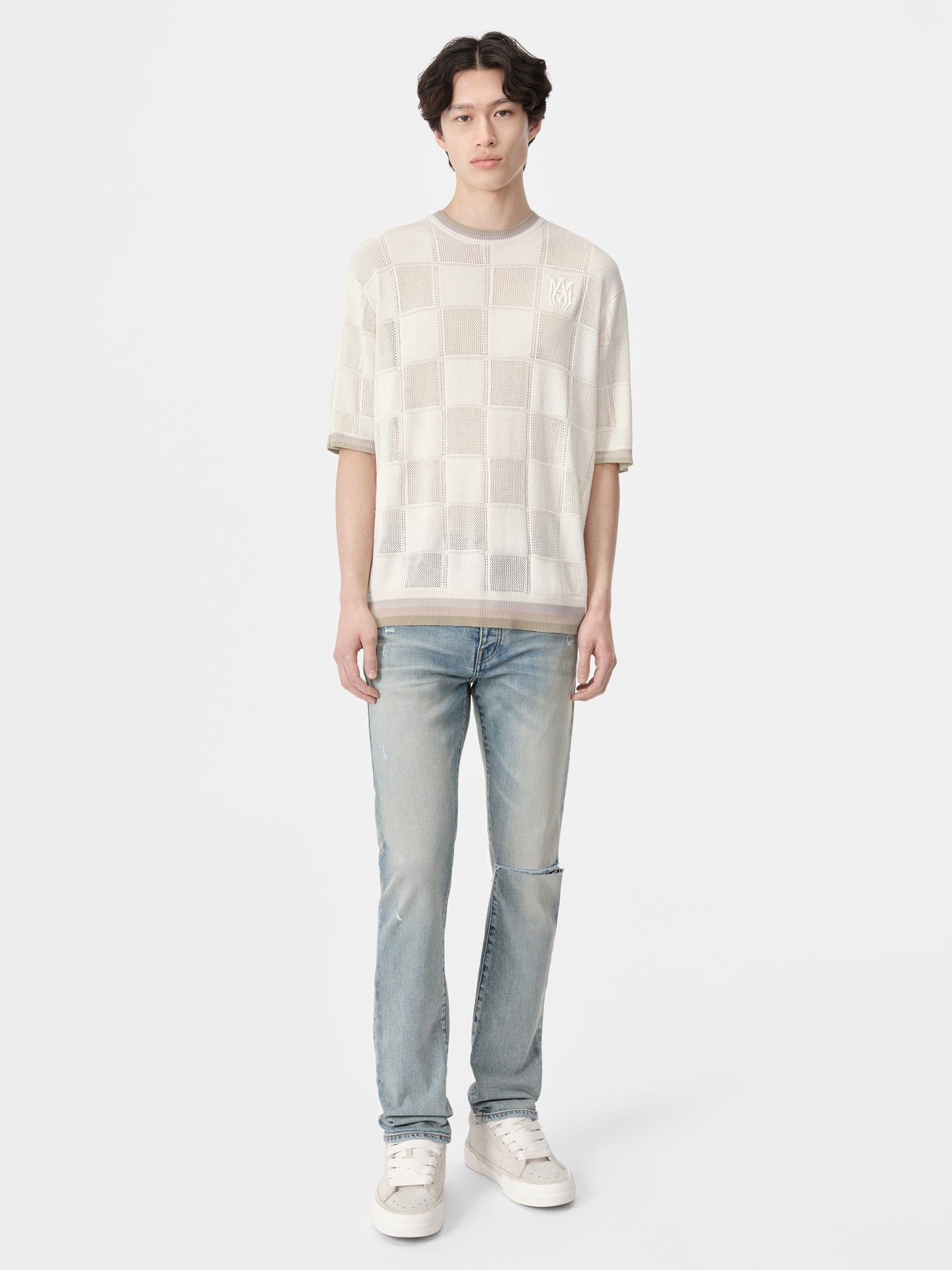 Knitwear Amiri Ma Checkered Tee Homme Birch | FUBX34910