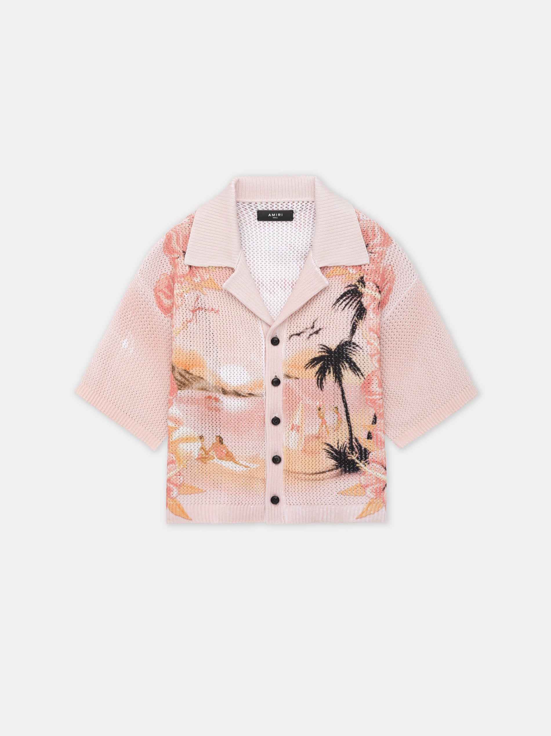 Knitwear Amiri Paradise Crochet Polo Femme Rosewater | TFMR84039