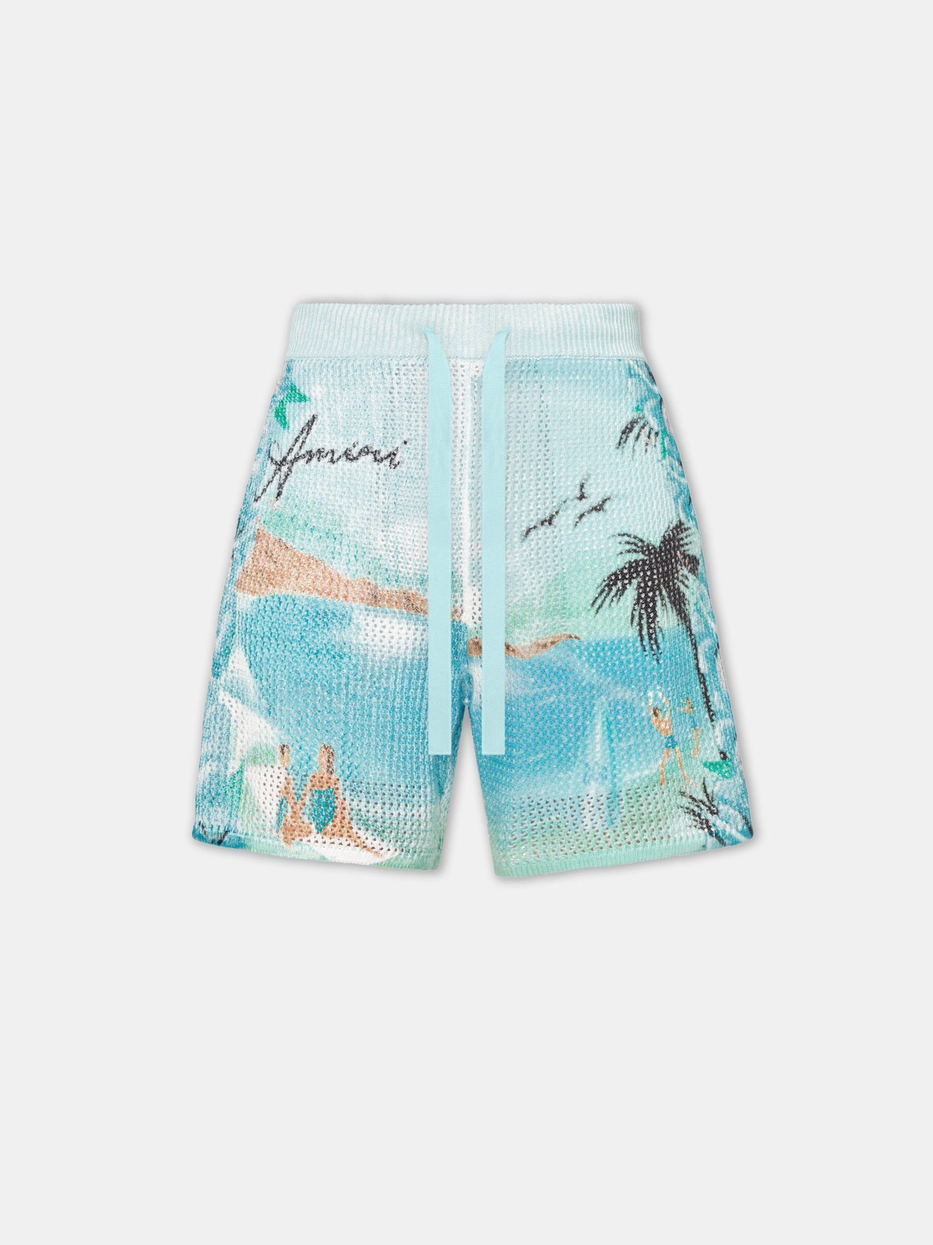 Knitwear Amiri Paradise Crochet Short Homme Cerulean | GHRS85106