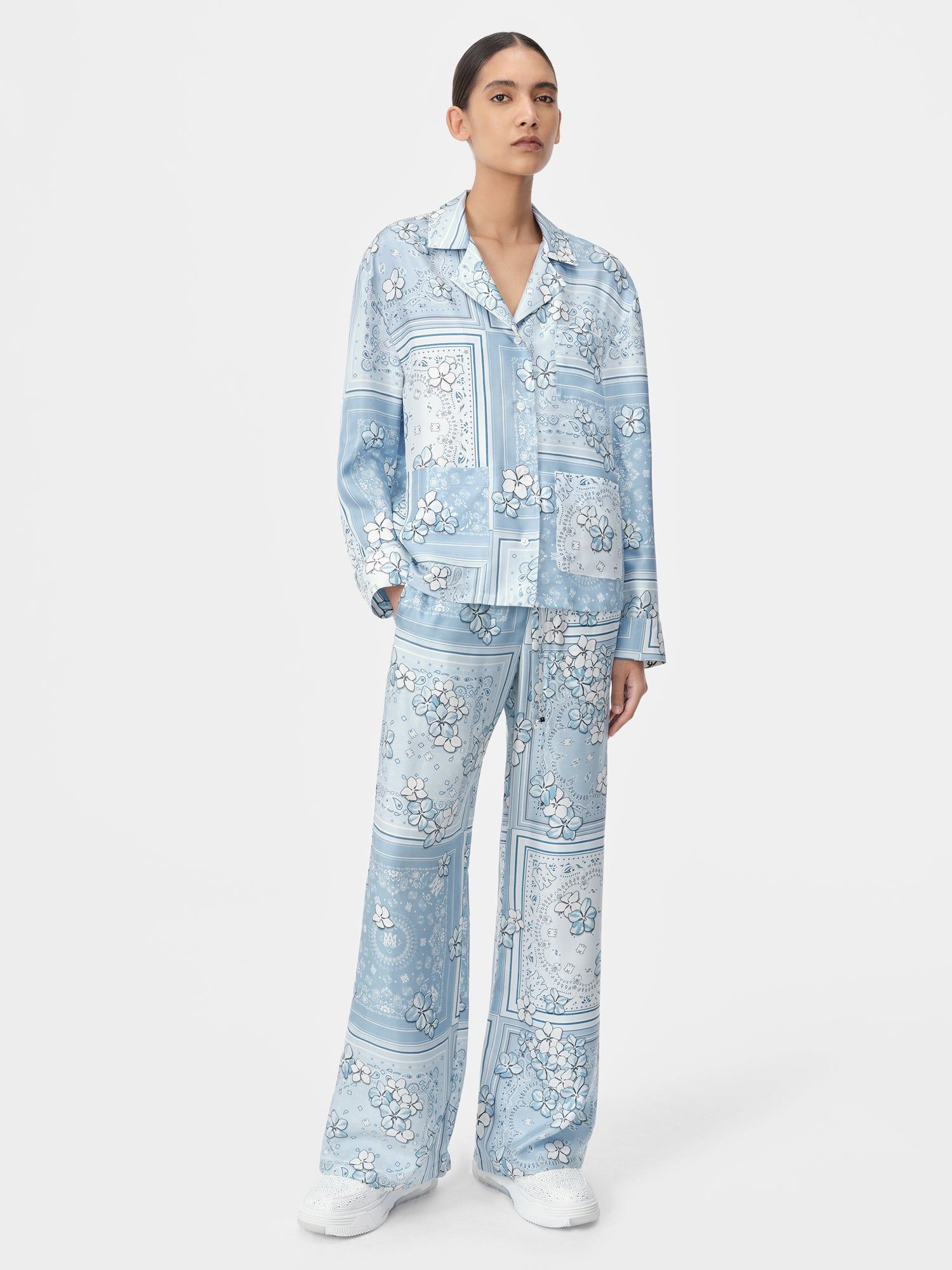 Pantalon Amiri Bandana Floral Pj Pant Femme Cerulean | KZIR49031