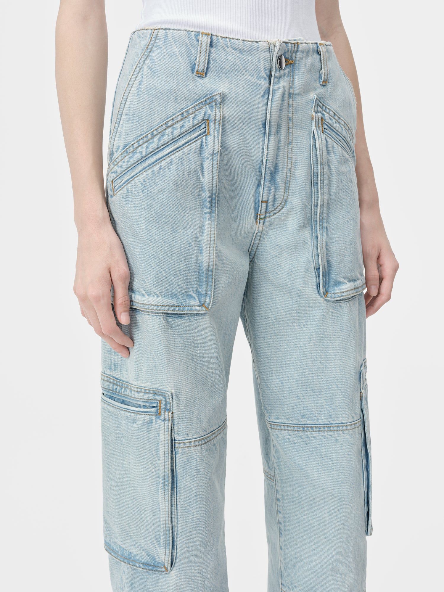 Pantalon Amiri Cargo Loose Femme Indigo Clair | KDMH80195