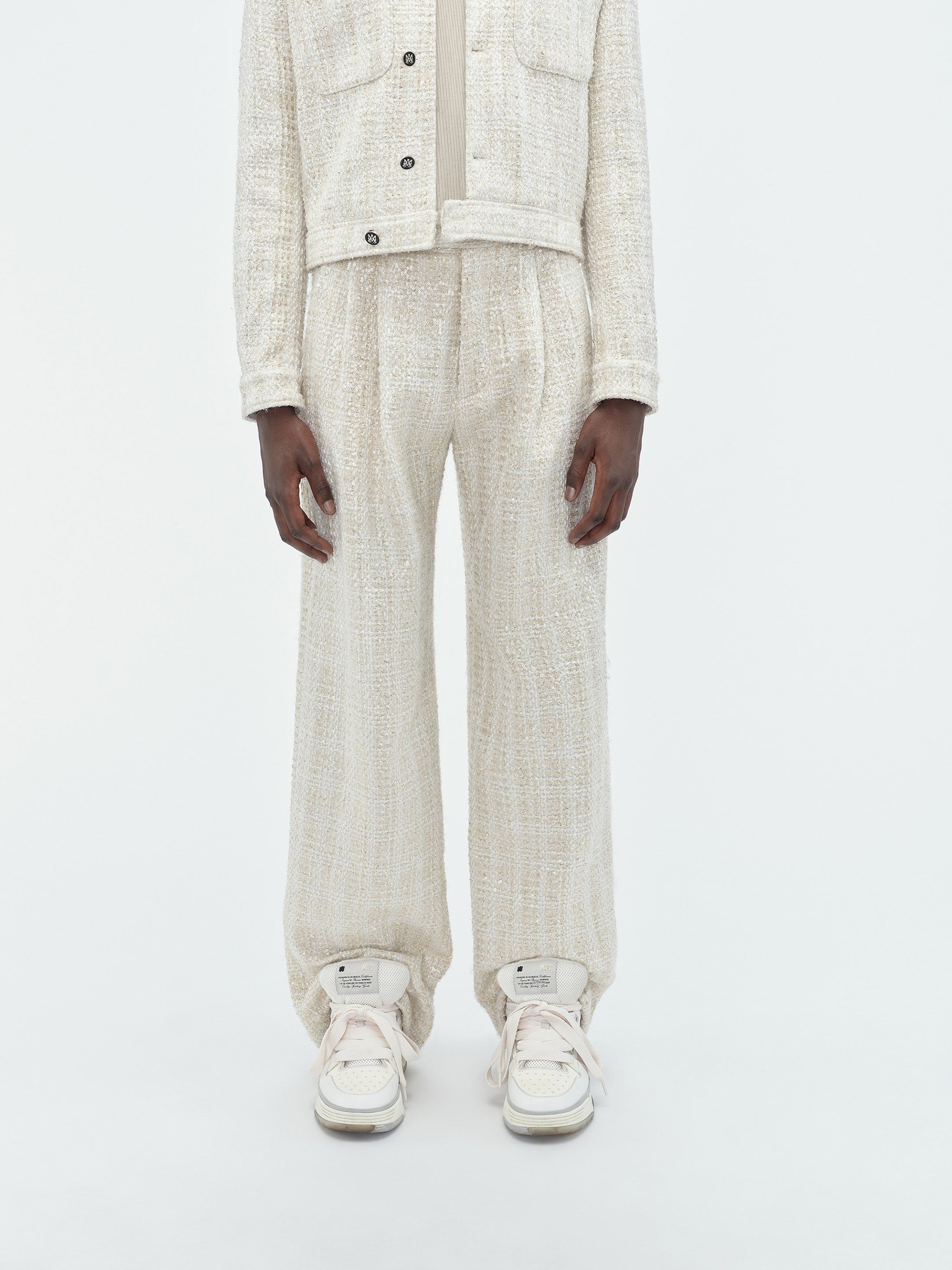 Pantalon Amiri Sequin Boucle Double Pleated Pant Homme Alabaster | PKWG67293