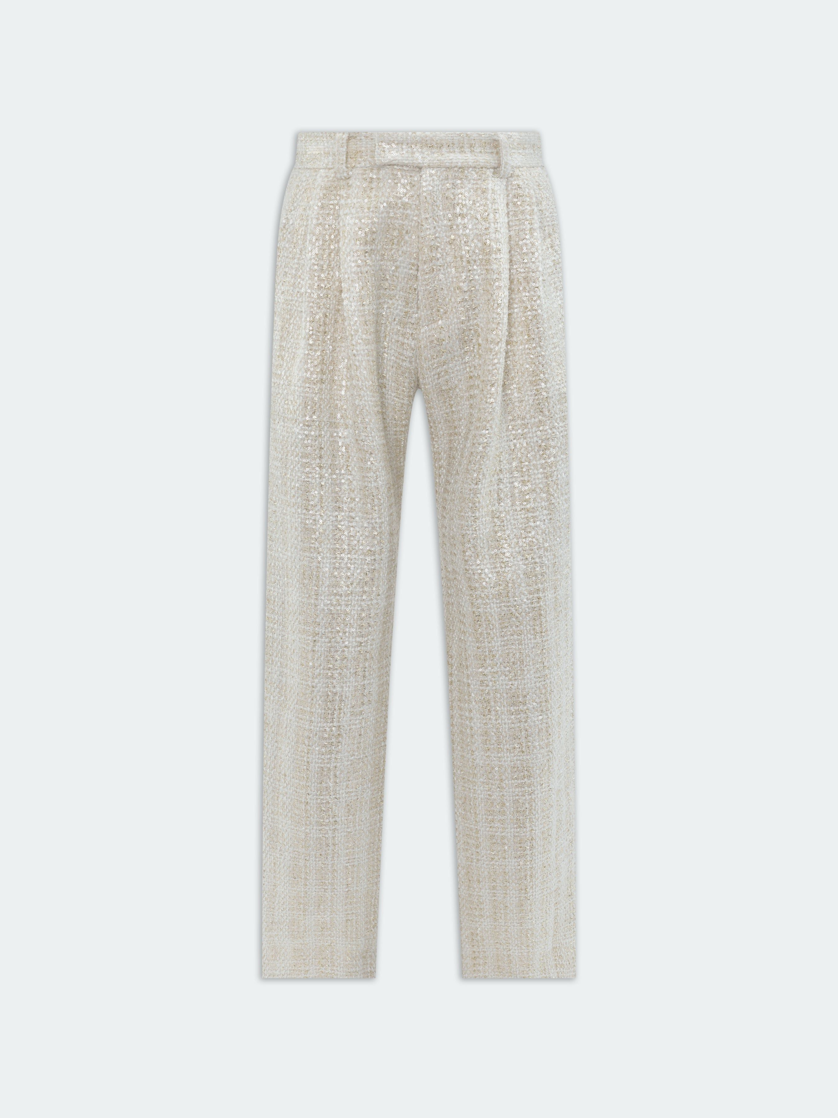 Pantalon Amiri Sequin Boucle Double Pleated Pant Homme Alabaster | PKWG67293