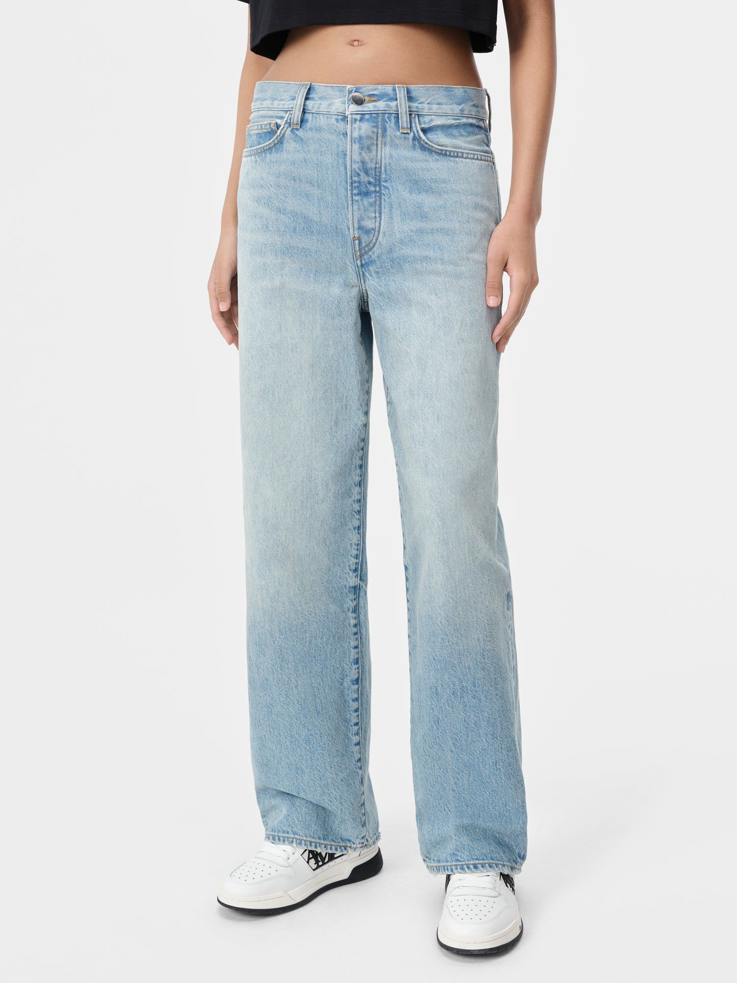Pantalon Amiri Wide Straight Jean Femme Bleu | DABV03749