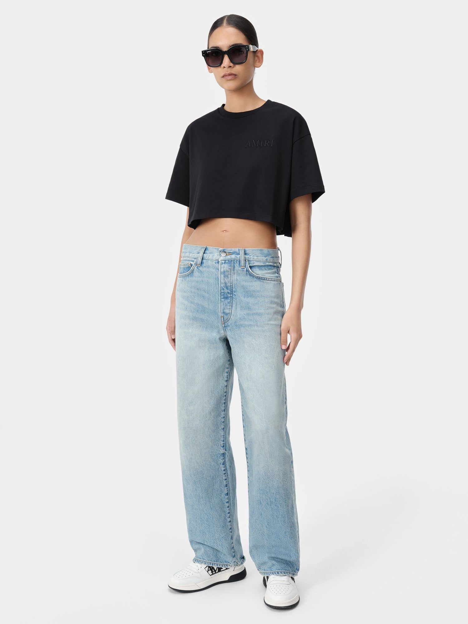 Pantalon Amiri Wide Straight Jean Femme Bleu | DABV03749