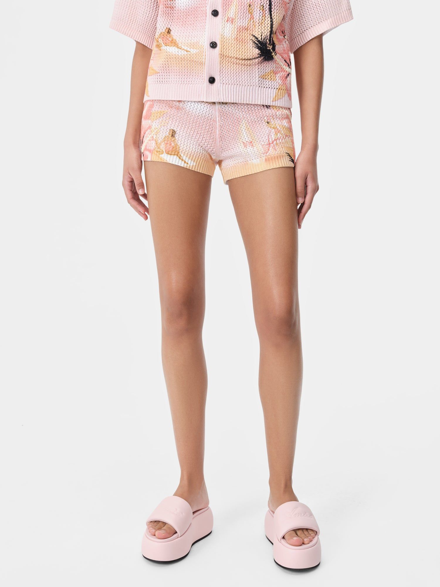 Short Amiri Paradise Crochet Short Femme Rosewater | DKNU59602
