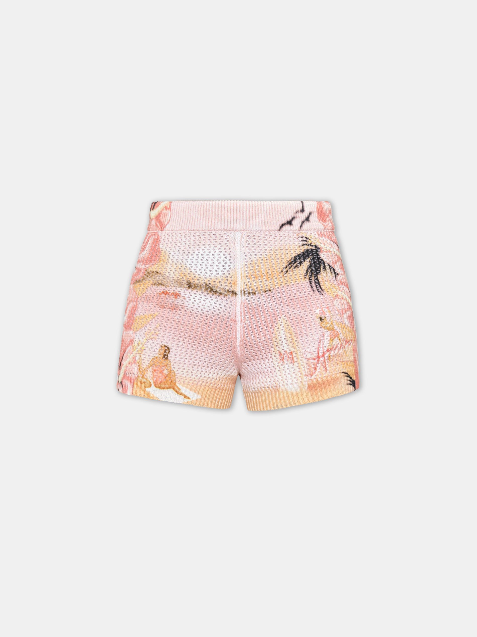 Short Amiri Paradise Crochet Short Femme Rosewater | DKNU59602
