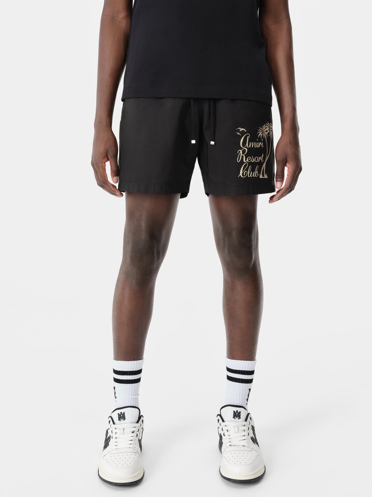 Short Amiri Twisted Palms Swim Trunk Homme Noir | YFAI49821