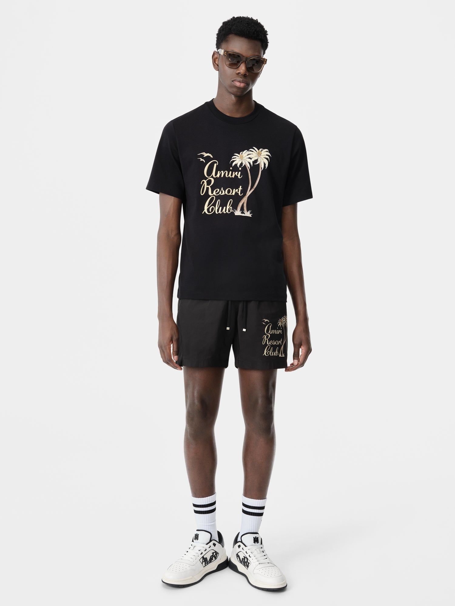 Short Amiri Twisted Palms Swim Trunk Homme Noir | YFAI49821