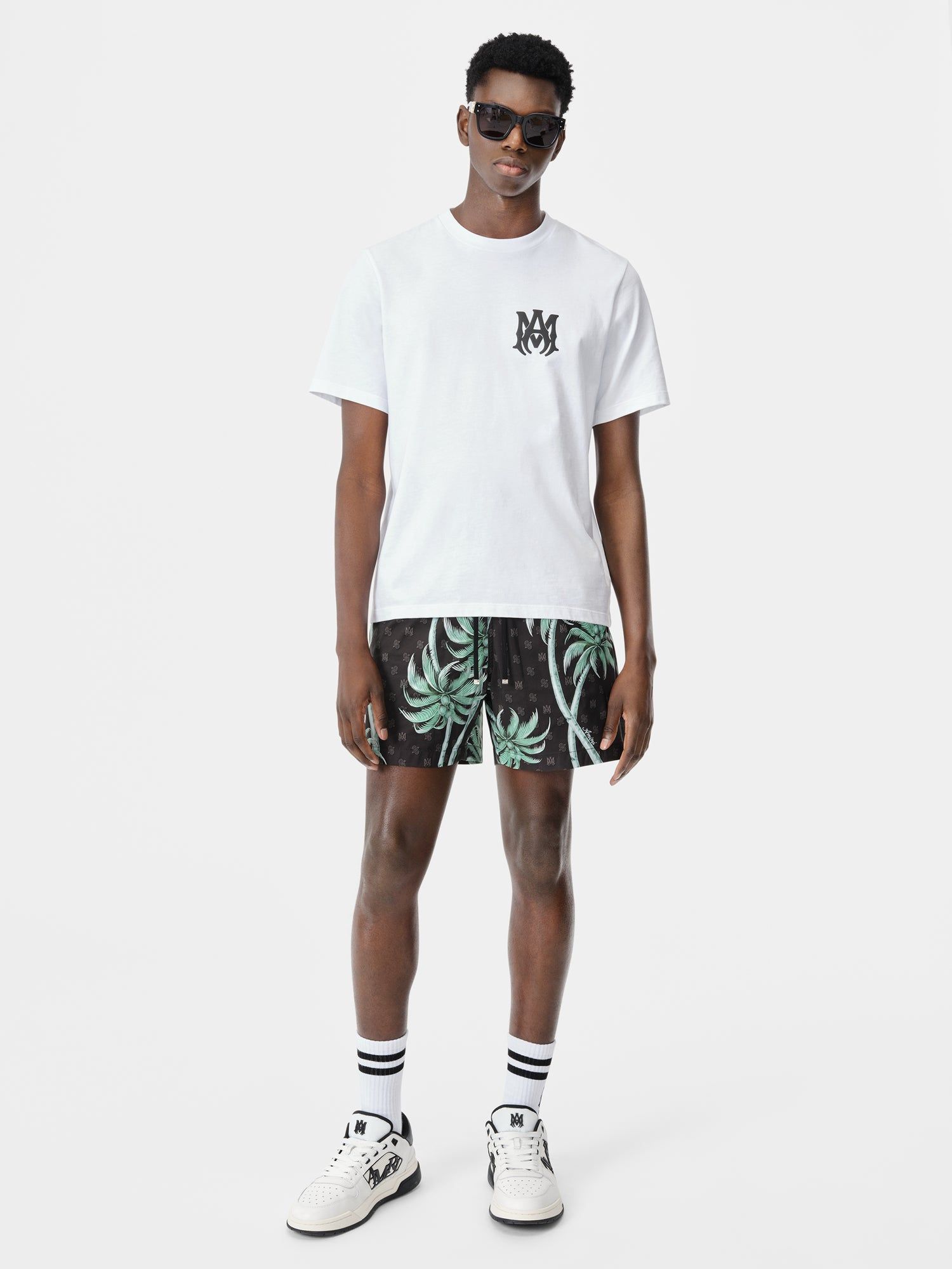 Short Amiri Twisted Palms Swim Trunk Homme Noir | IQLR40831