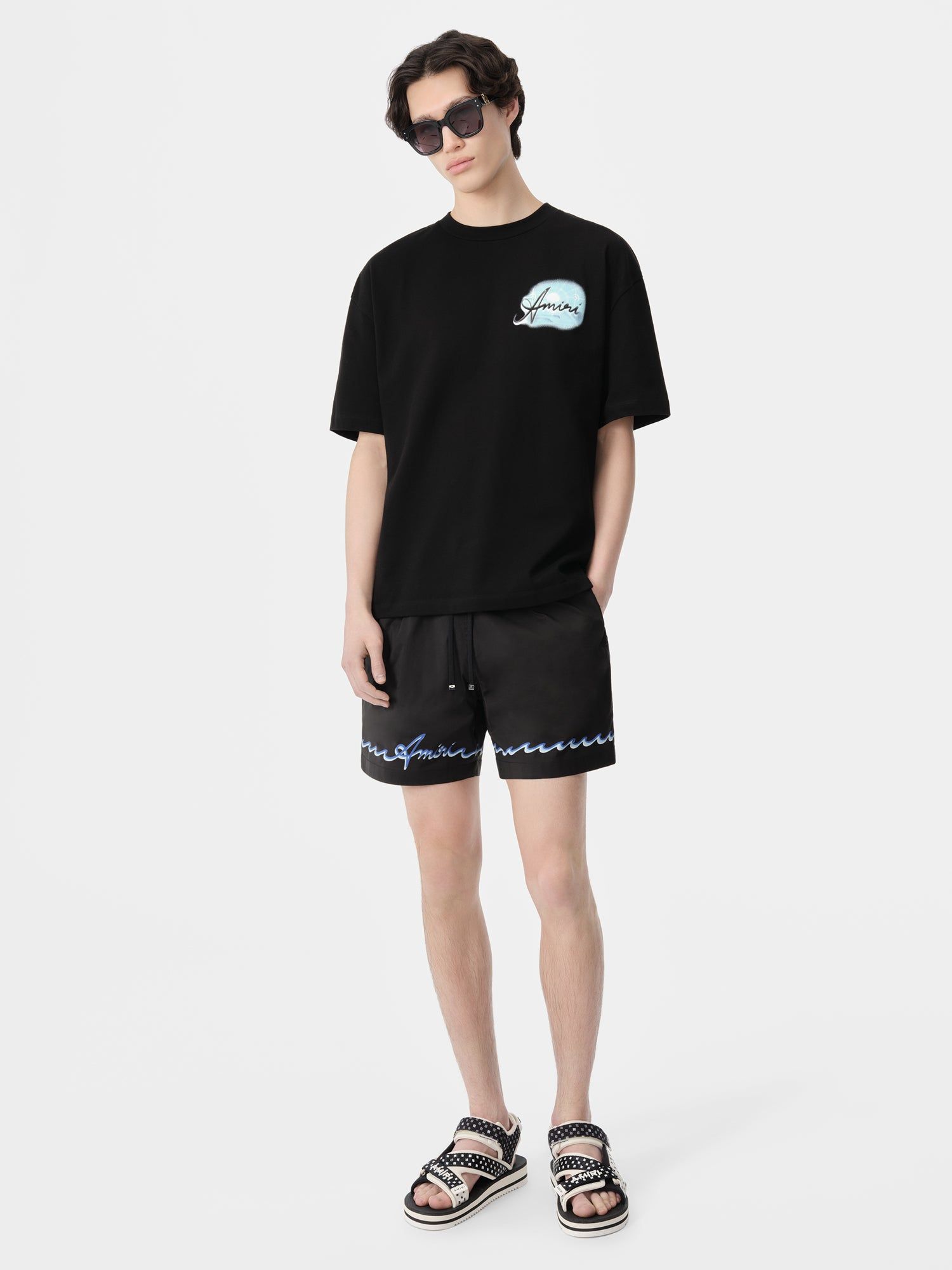 Short Amiri Wave Swim Trunk Homme Noir | ATEK48530