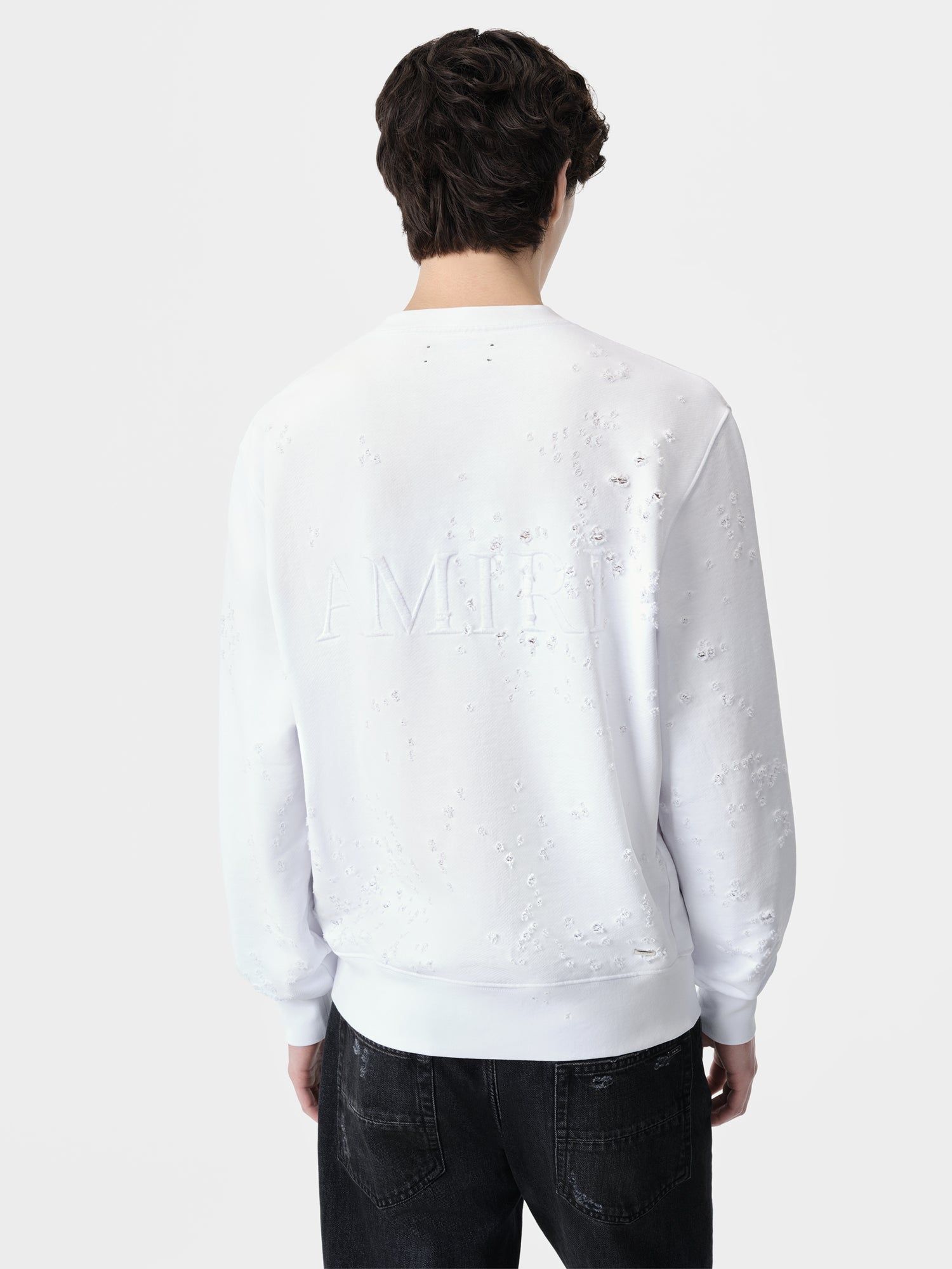 Sweats Amiri Ma Shotgun Embroidered Crew Homme Blanche | QLBE90536