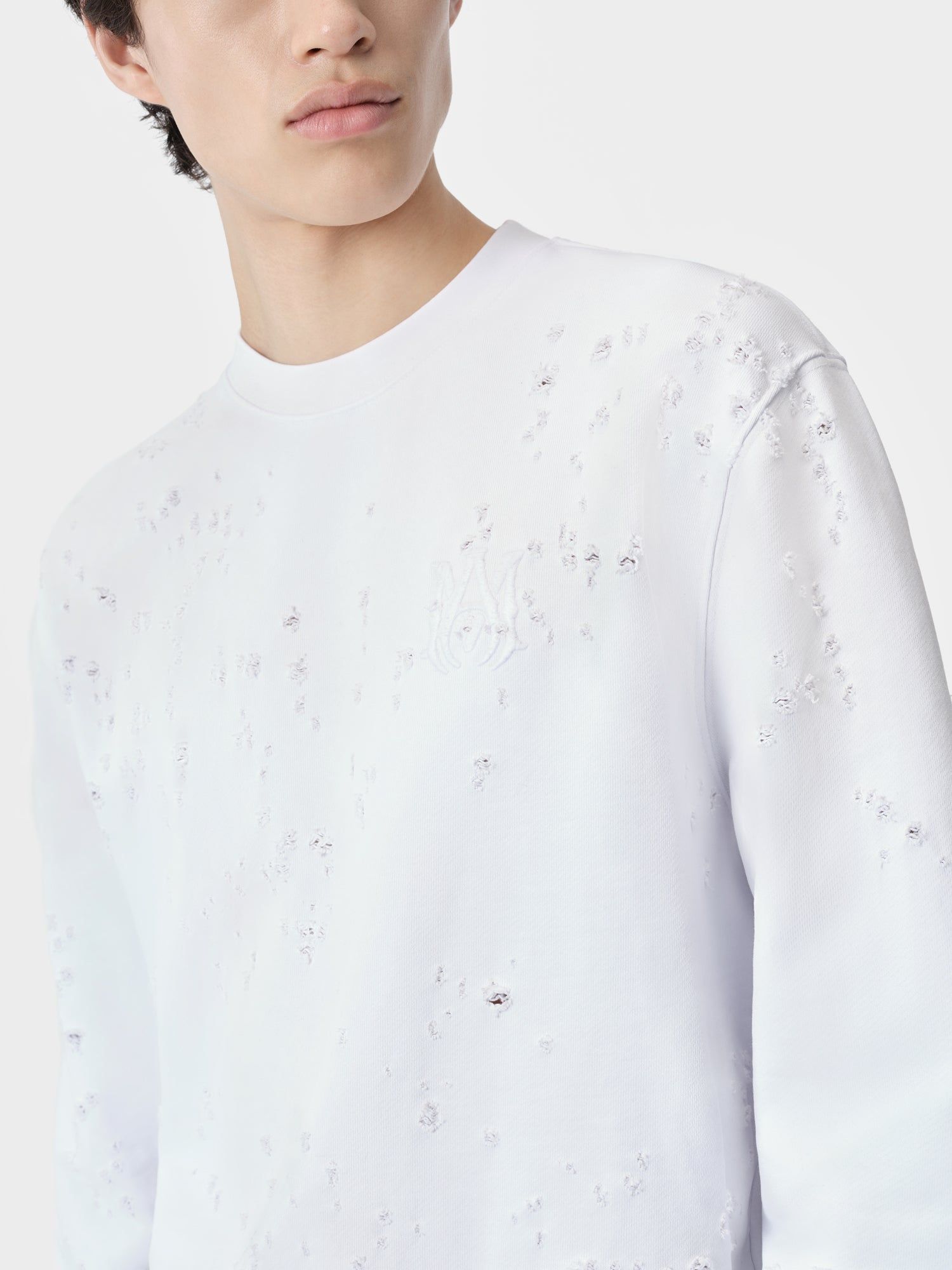 Sweats Amiri Ma Shotgun Embroidered Crew Homme Blanche | QLBE90536