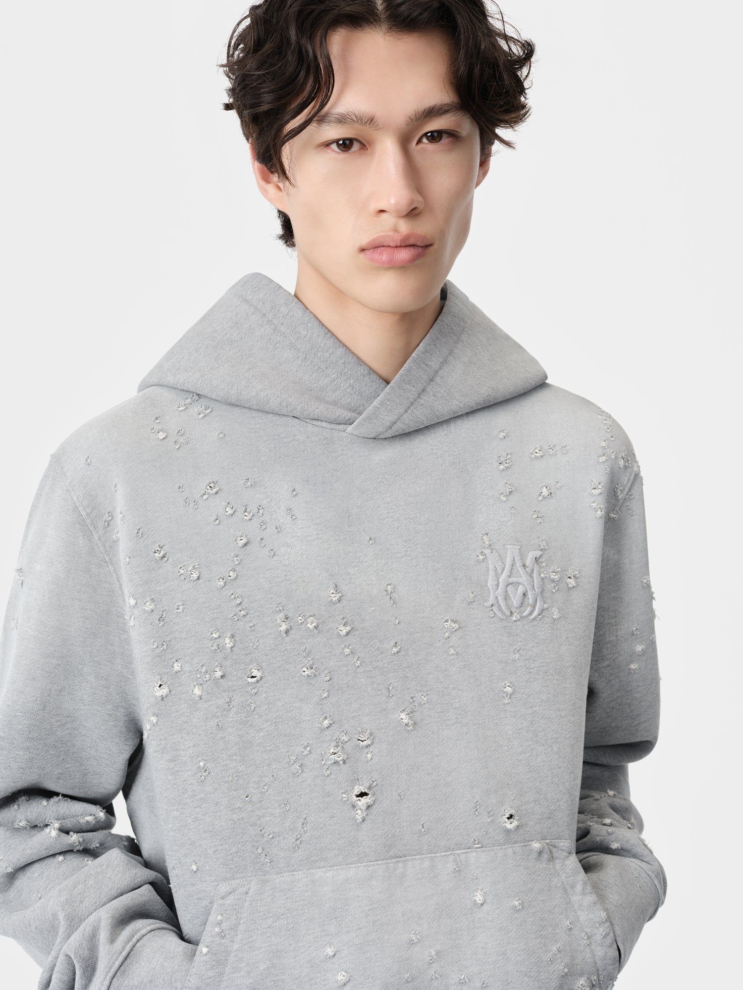 Sweats Amiri Ma Shotgun Embroidered Hoodie Homme Grise | TUKI65041