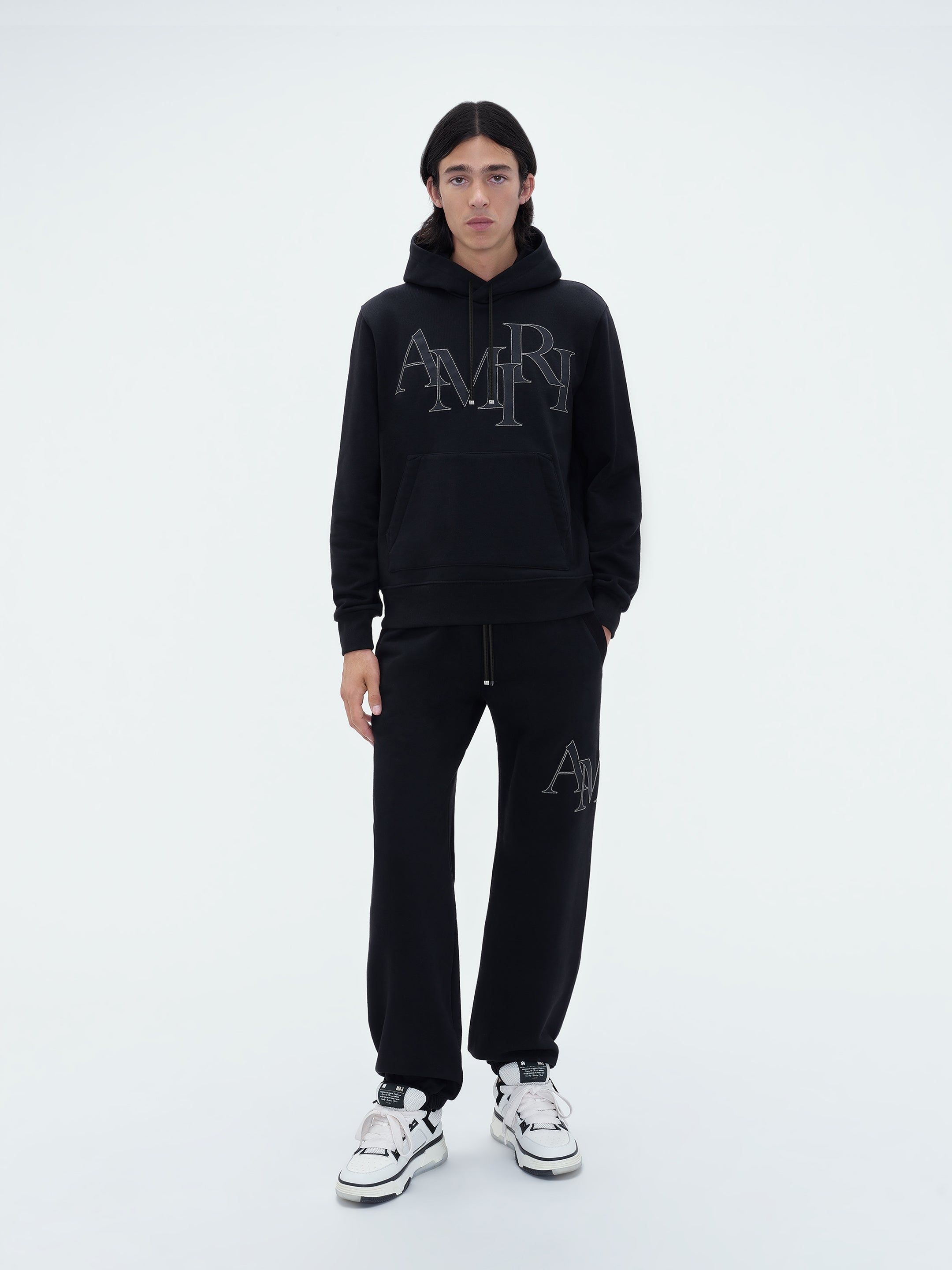 Sweats Amiri Staggered Logo Hoodie Homme Noir | YKHB28615