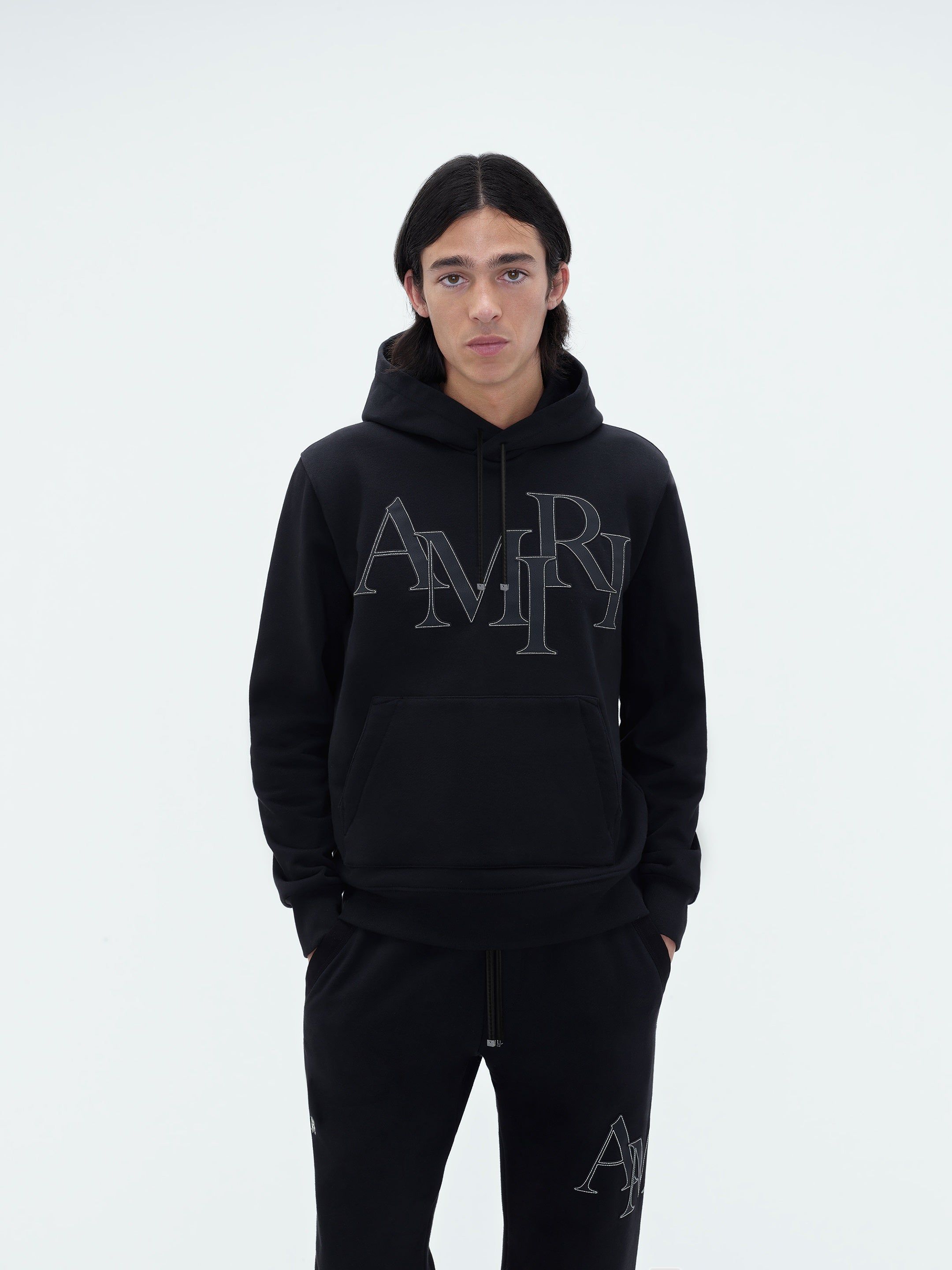 Sweats Amiri Staggered Logo Hoodie Homme Noir | YKHB28615