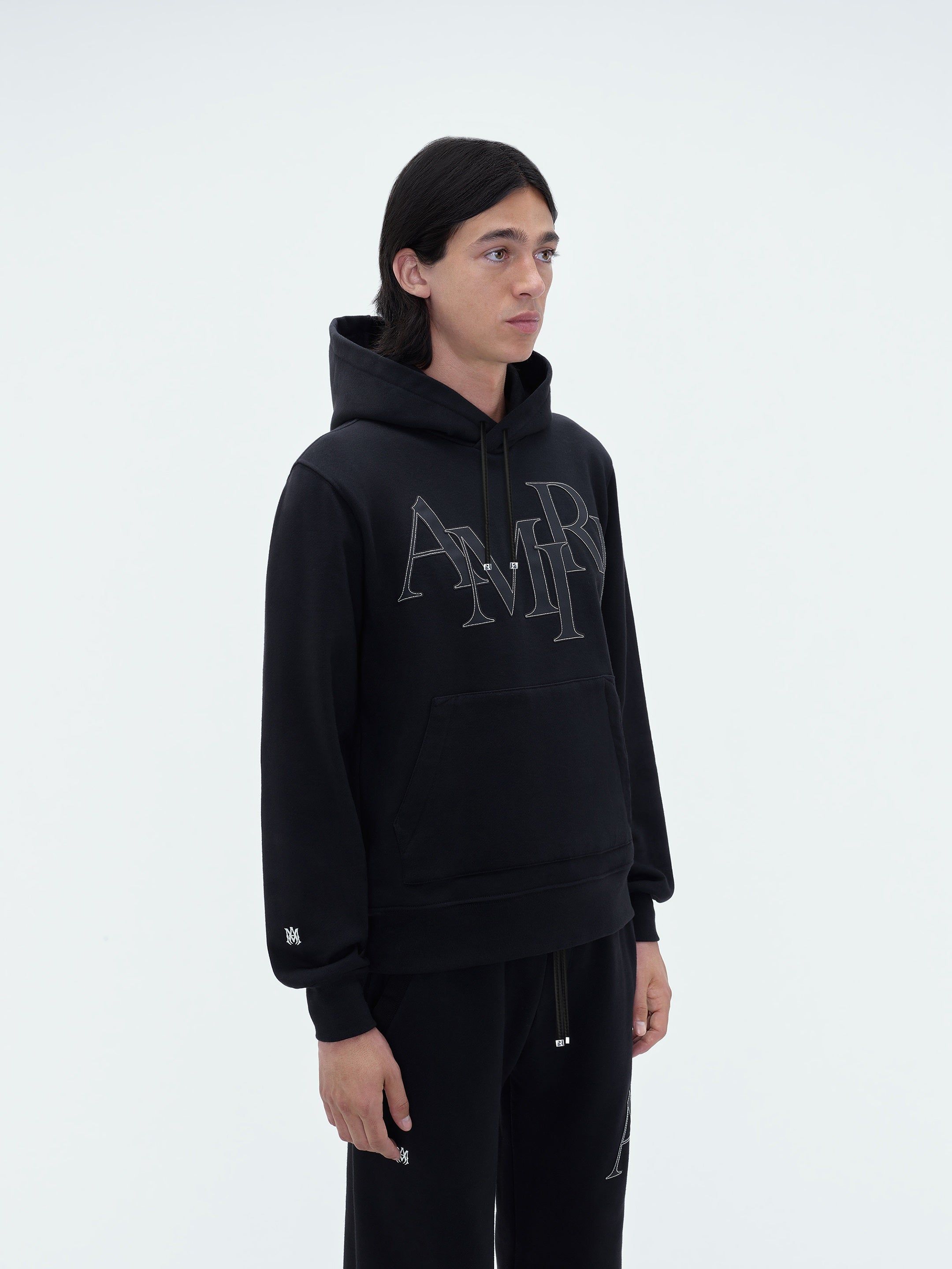 Sweats Amiri Staggered Logo Hoodie Homme Noir | YKHB28615