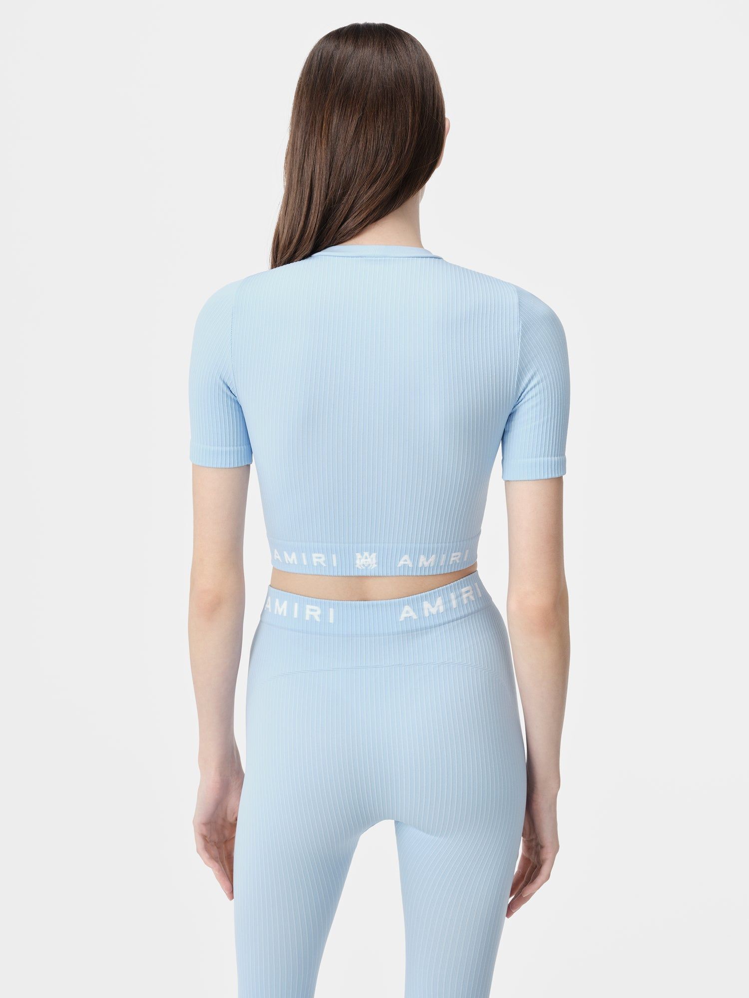 Vêtements De Sport Amiri Ma Ribbed Seamless S/S Top Femme Cerulean | JVNH70428