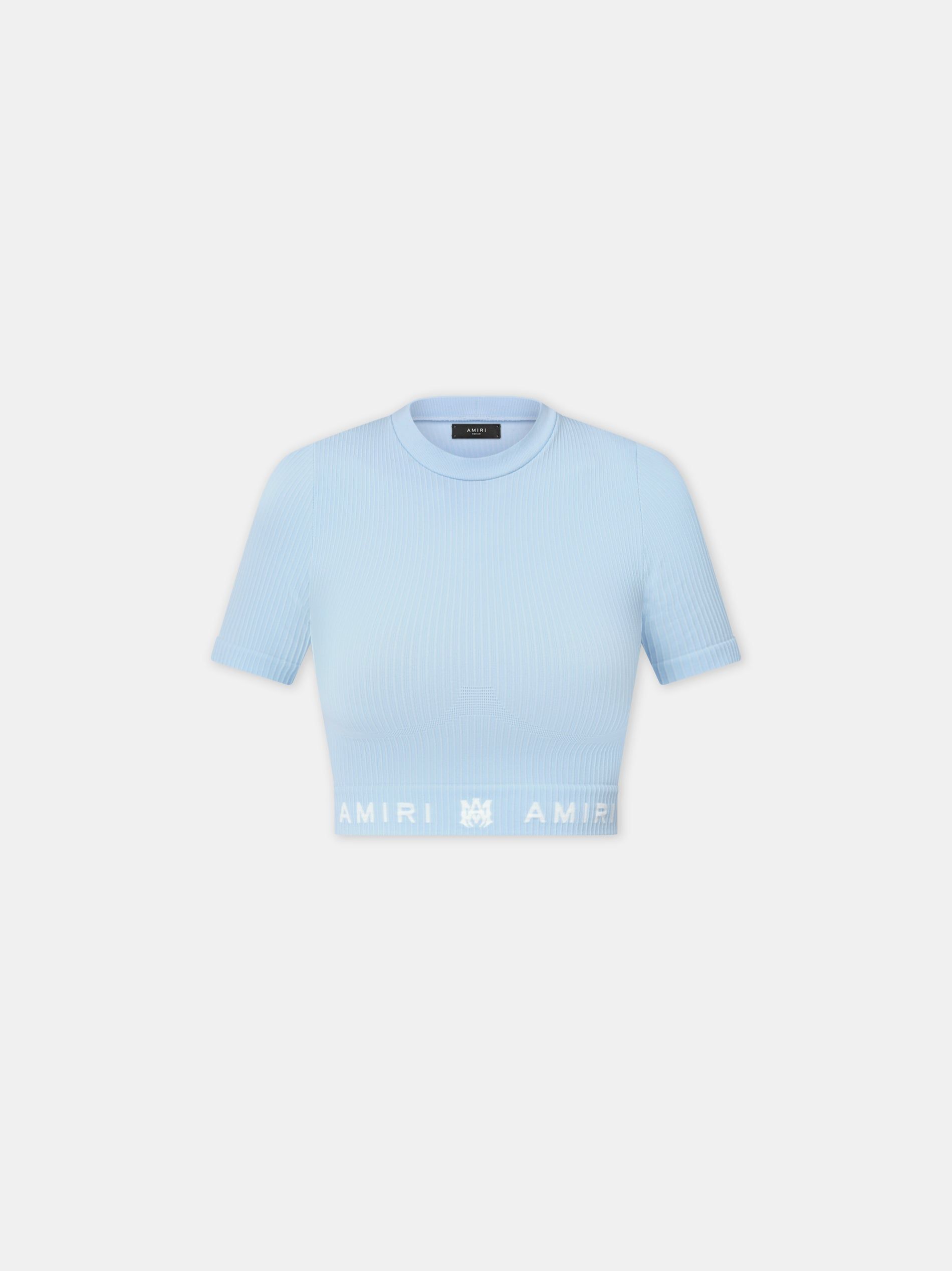 Vêtements De Sport Amiri Ma Ribbed Seamless S/S Top Femme Cerulean | JVNH70428