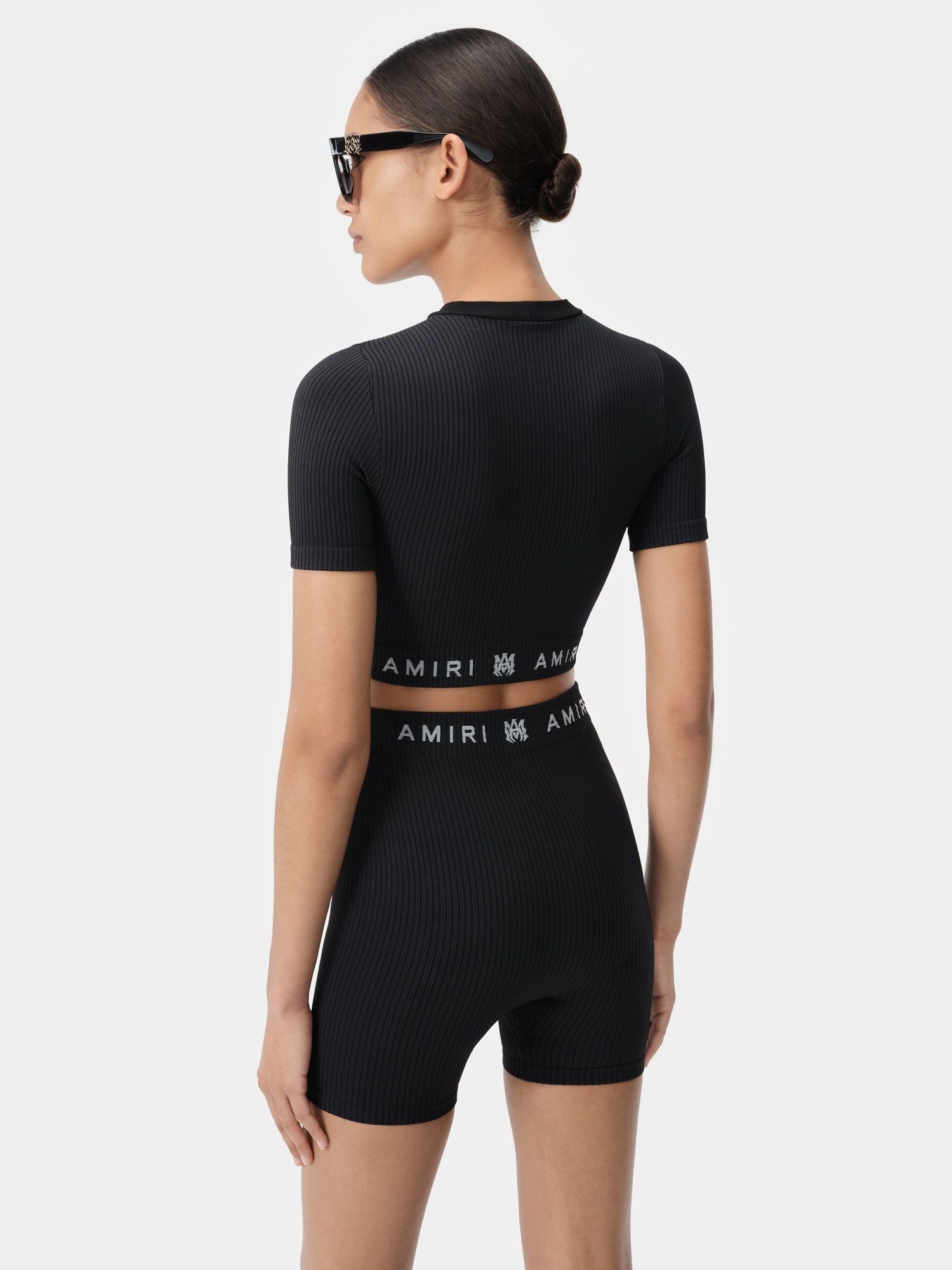 Vêtements De Sport Amiri Ma Ribbed Seamless S/S Top Femme Noir | TWHB06284